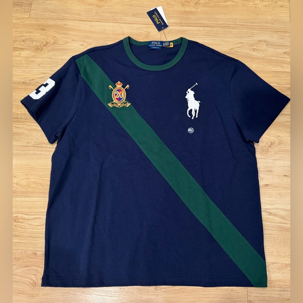 Polo Ralph Lauren Men’s Big Pony 20th Anniversary Crest Logo T-Shirt Blue XL NWT
